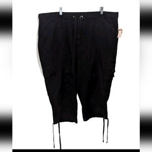 NWT Dressbarn Cargo Crop Pants 24W Black City Casual #40